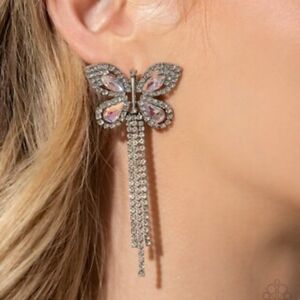 Elegant Silver Butterfly Dangle Earrings